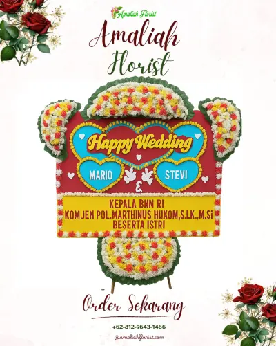Karangan Papan Bunga Pernikahan di Rajamandalakulon
